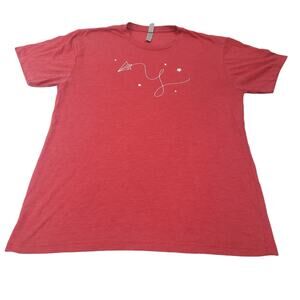 Next Level Apparel T Shirt Women Medium Paper Airplane Red Short Sleeve Tee Top